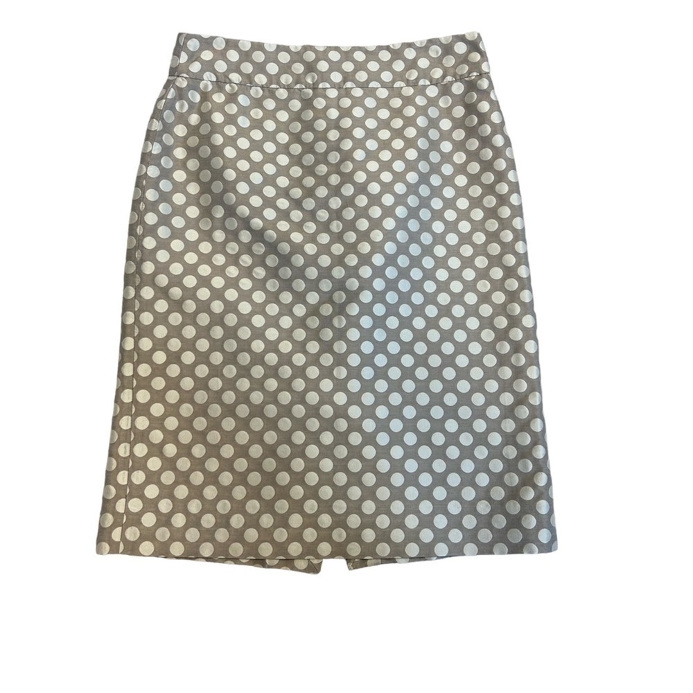 J.Crew tan brown Ivory white polkadot pencil skirt Sz 2 NWOT